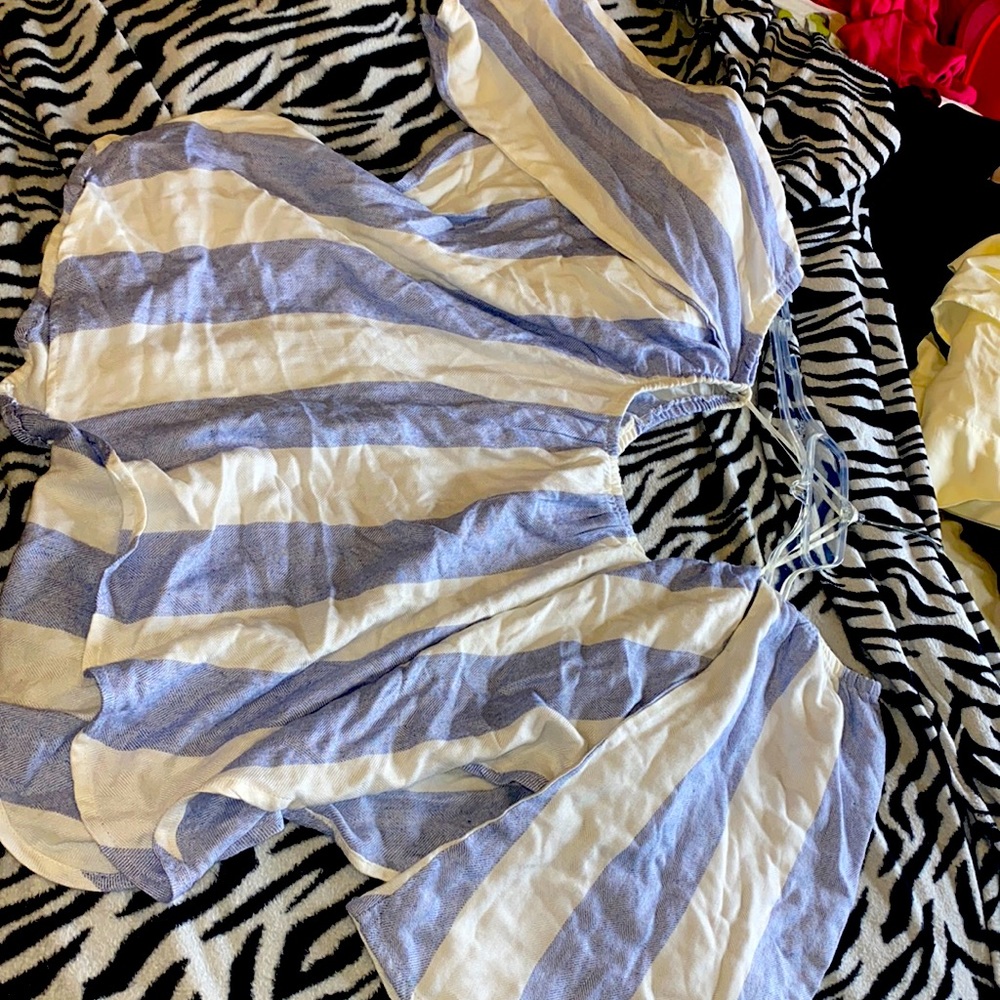 Bohemian striped blue and white shirt